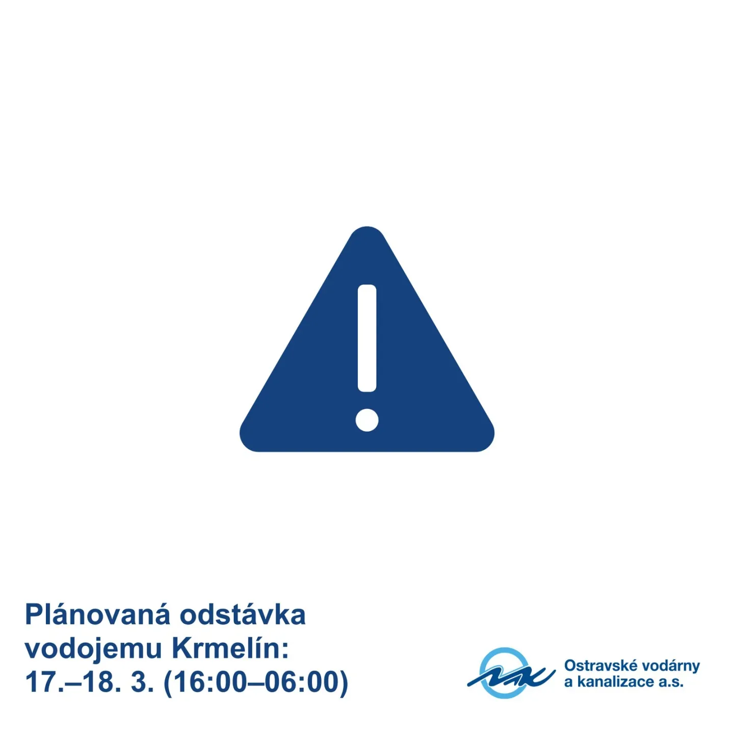 Mimořádné práce na vodovodní síti 17.-18. 3 .2026 – možné omezení dodávky pitné vody. Příprava na rekonstrukci vodojemu Krmelín.