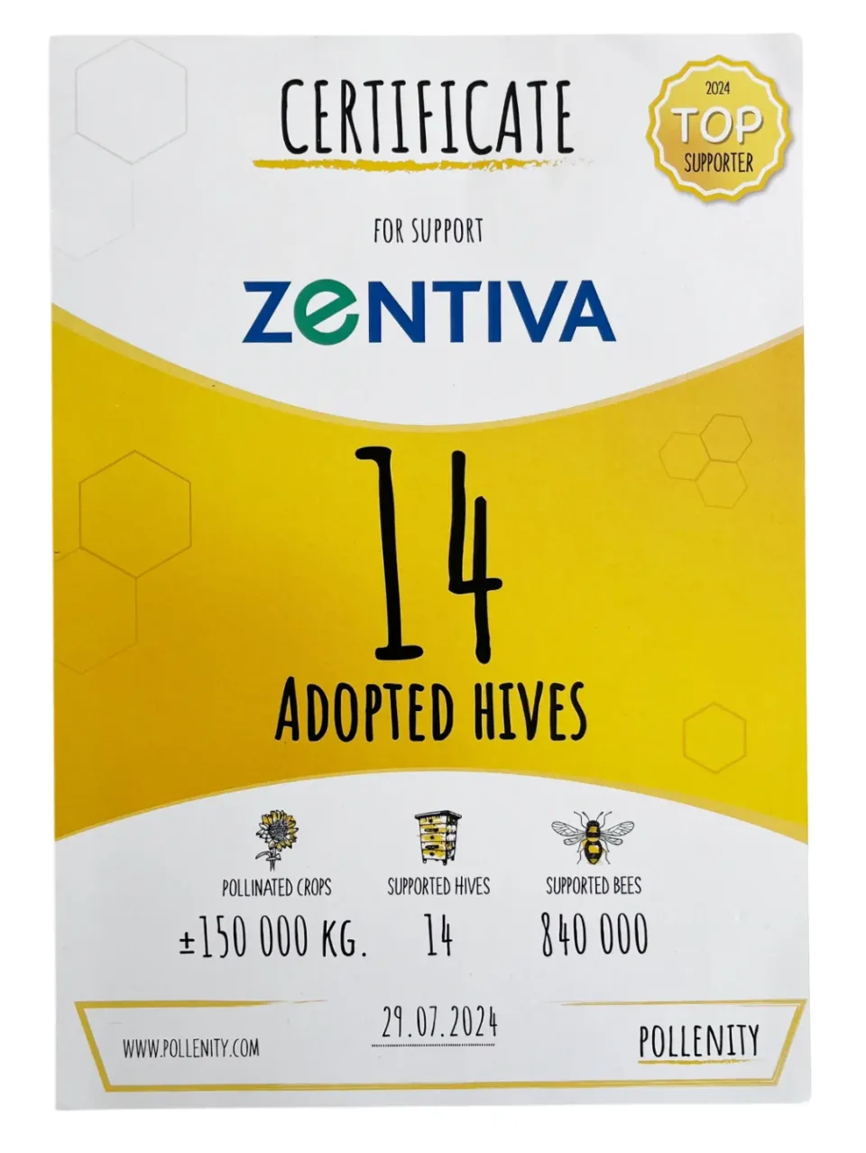 Zentiva adoptovala 14 včelích úlů